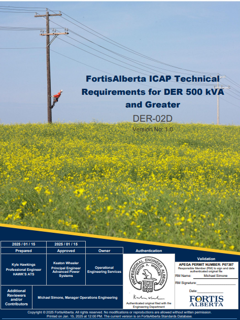 DER-02D - FortisAlberta ICAP Technical Requirements for DER 500 kVA and Greater