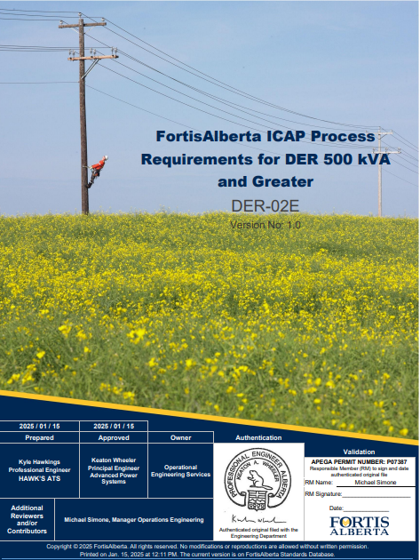 DER-02E - FortisAlberta ICAP Process Requirements for DER 500 kVA and Greate