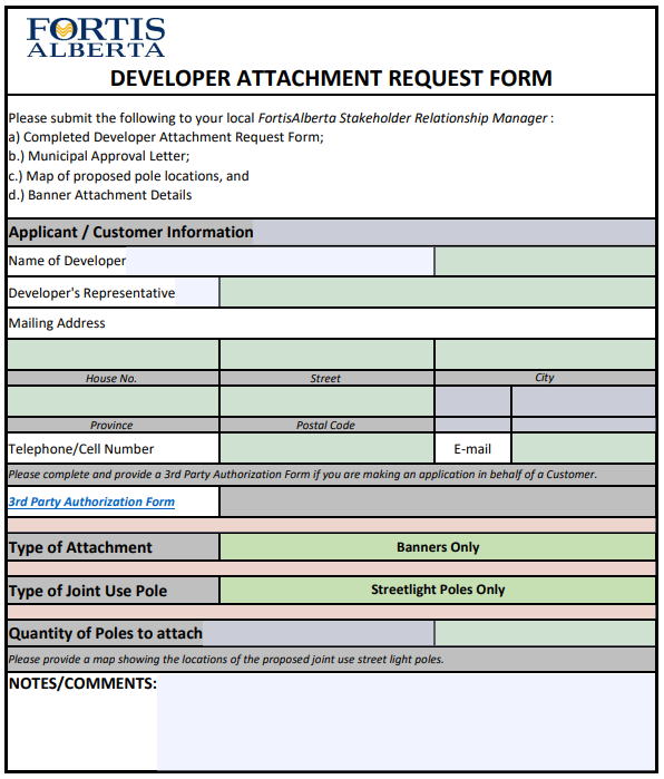 Developer Attachment Form