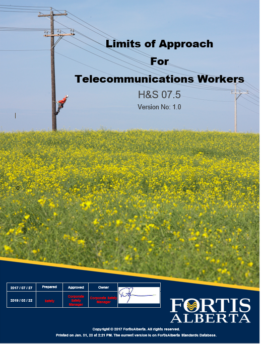 Limits of Approach for Telecommunications Workers H&S 7.5